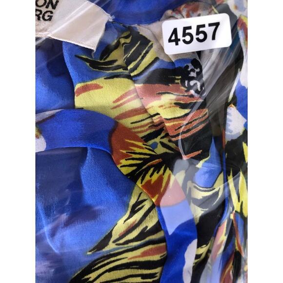 Diane Von Furstenberg Dress Floral Print Silk Cinch Long Sleeve Mini Blue XS - Picture 10 of 10